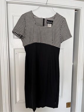 Vintage All That Jazz Black and White Houndstooth Waistline Dress